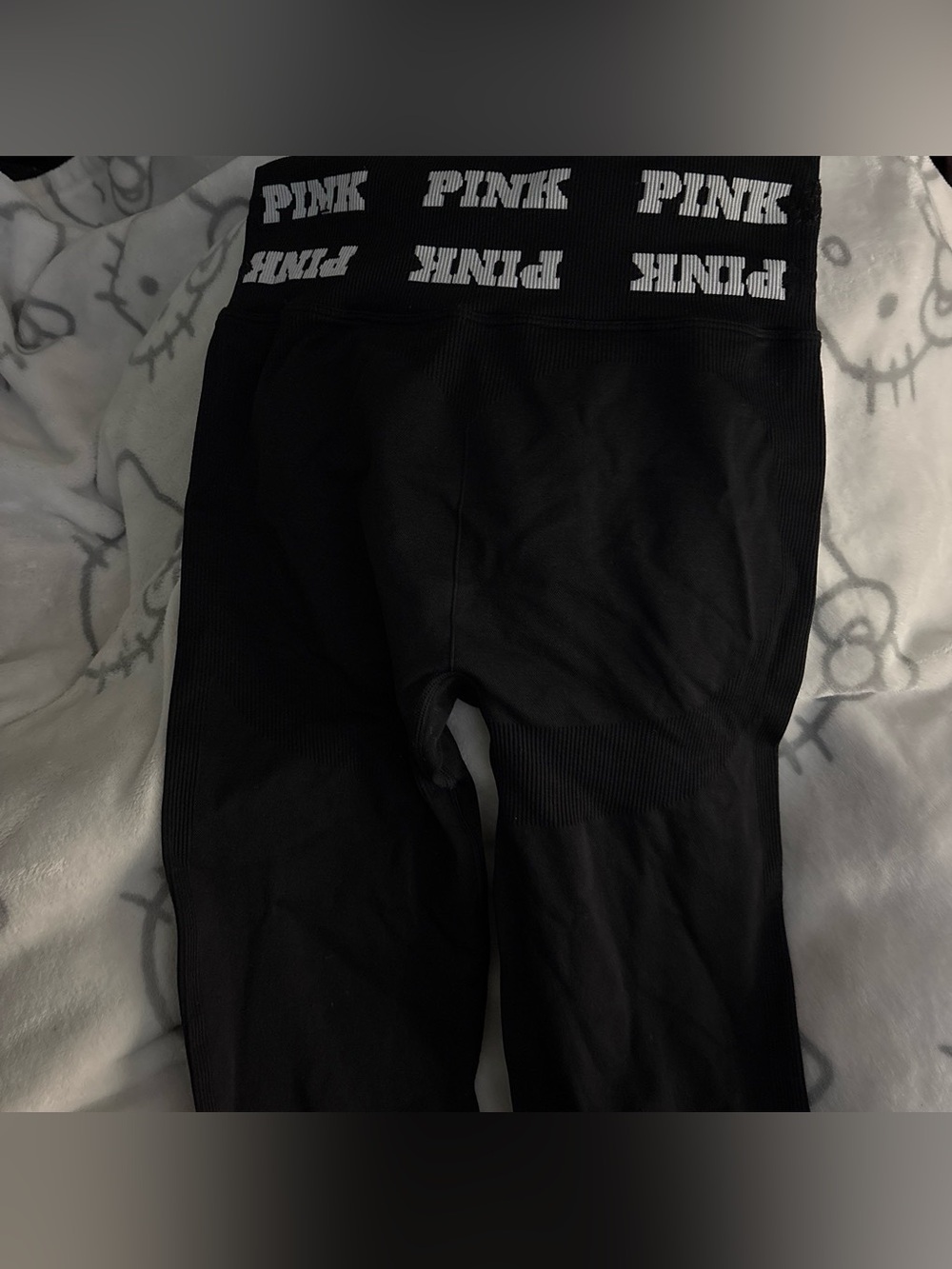 PINK Victoria's Secret Black Logo Waistband Seamless Leggings